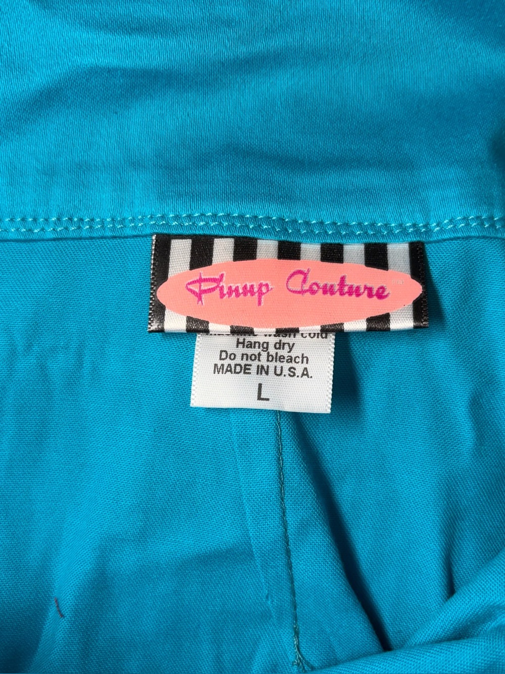 Pinup Couture Turquoise Blue Satin Pencil Skirt Size L NWOT - Picture 3 of 4
